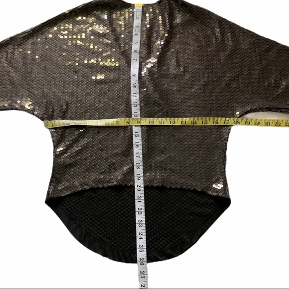 LaROK Black Sequined Short Sleeve V Neck Top XS - Picture 6 of 11